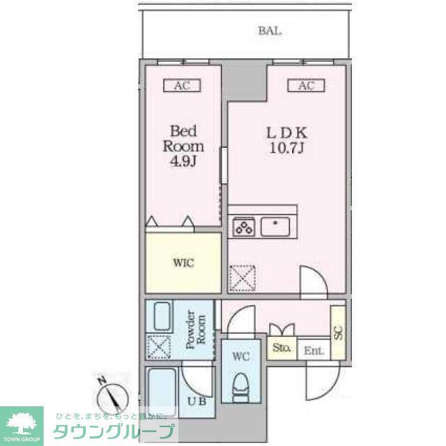シャントロワ曙橋(1LDK/10階)の間取り写真