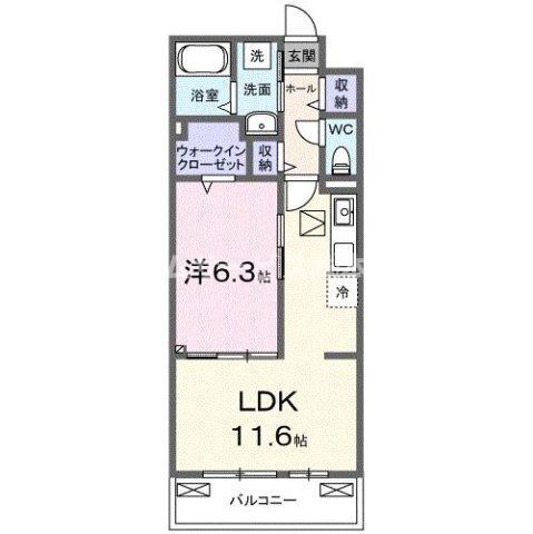 ポムドパン北花田(1LDK/1階)の間取り写真