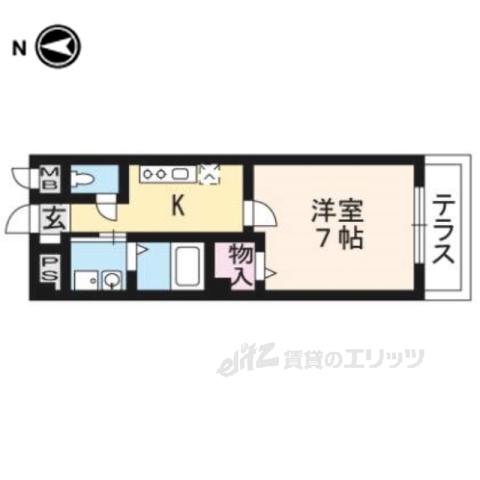 クリザンテーム 山本Ⅱ(1K/1階)の間取り写真