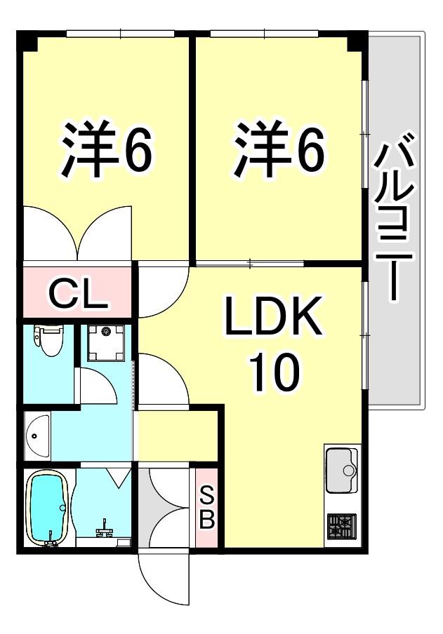 KSCOURT甲東園(2LDK/2階)の間取り写真