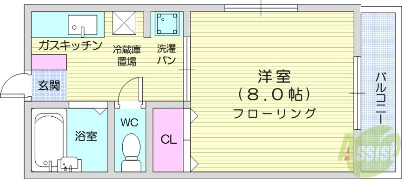 アネックスK(1K/2階)の間取り写真