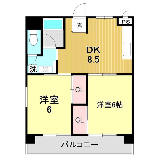 レジデンスノナミ(2DK/3階)の間取り写真