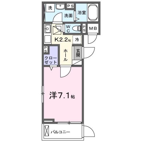 ラフレシール ウエスト(1K/1階)の間取り写真