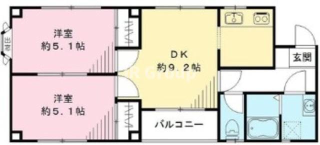 カースル三ノ輪A棟(2DK/2階)の間取り写真
