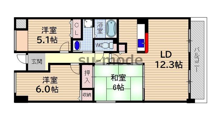 ソアール(3LDK/3階)の間取り写真