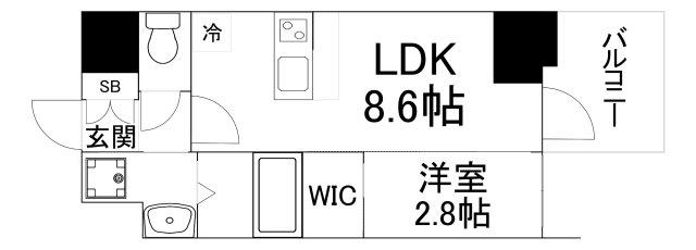 コンフォリアリヴ北浜平野町(1LDK/13階)の間取り写真