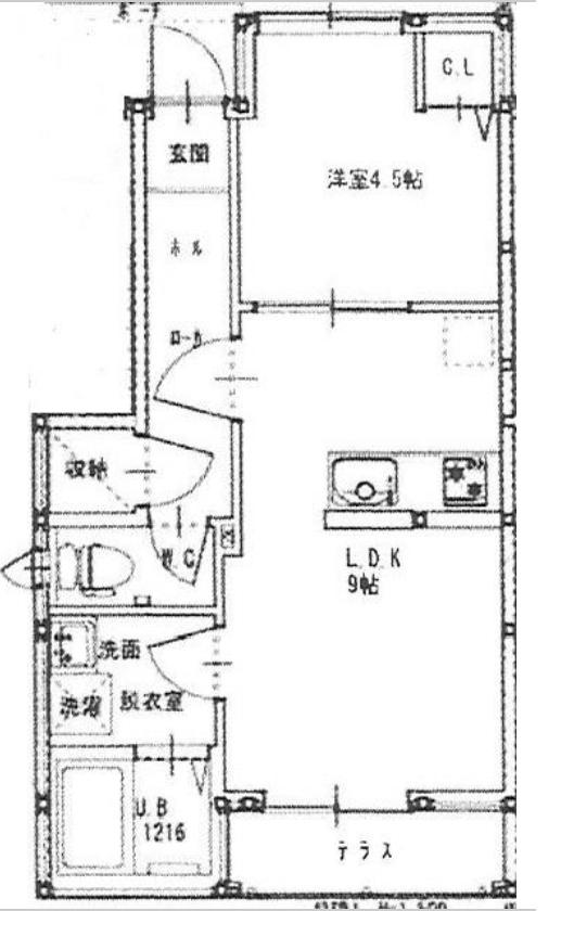 ルミウス延喜B棟(1LDK/1階)の間取り写真