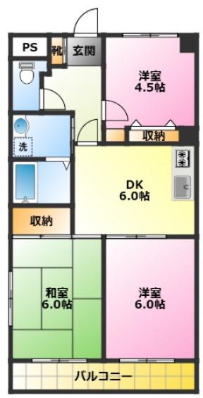 ペレンゼ原(3DK/5階)の間取り写真