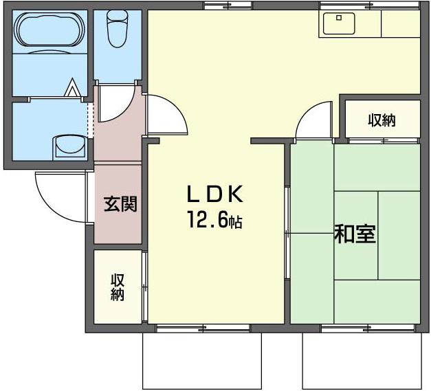 グリーンハイツ城山B(1LDK/2階)の間取り写真