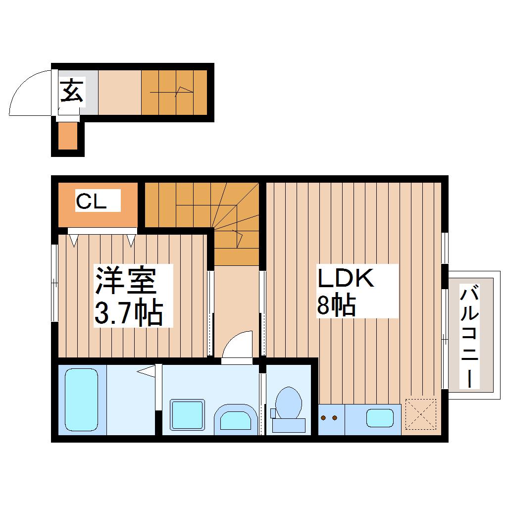 エクシリア東仙台II(1LDK/2階)の間取り写真
