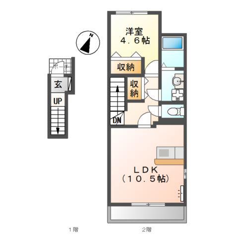 コーポ4-28-1(1LDK/2階)の間取り写真