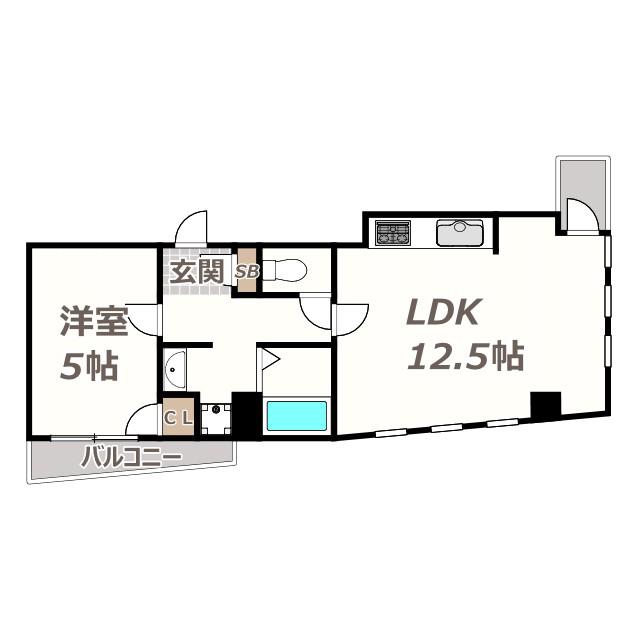 ダグラス鷹合(1LDK/5階)の間取り写真