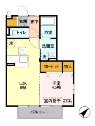 メゾン・ディアベルジュ(1LDK/2階)の間取り写真