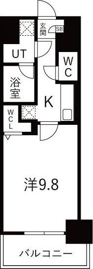トレヴィ高岳(1K/6階)の間取り写真