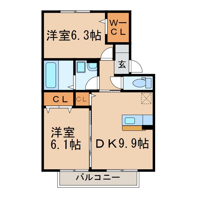 マンハイム(2DK/1階)の間取り写真