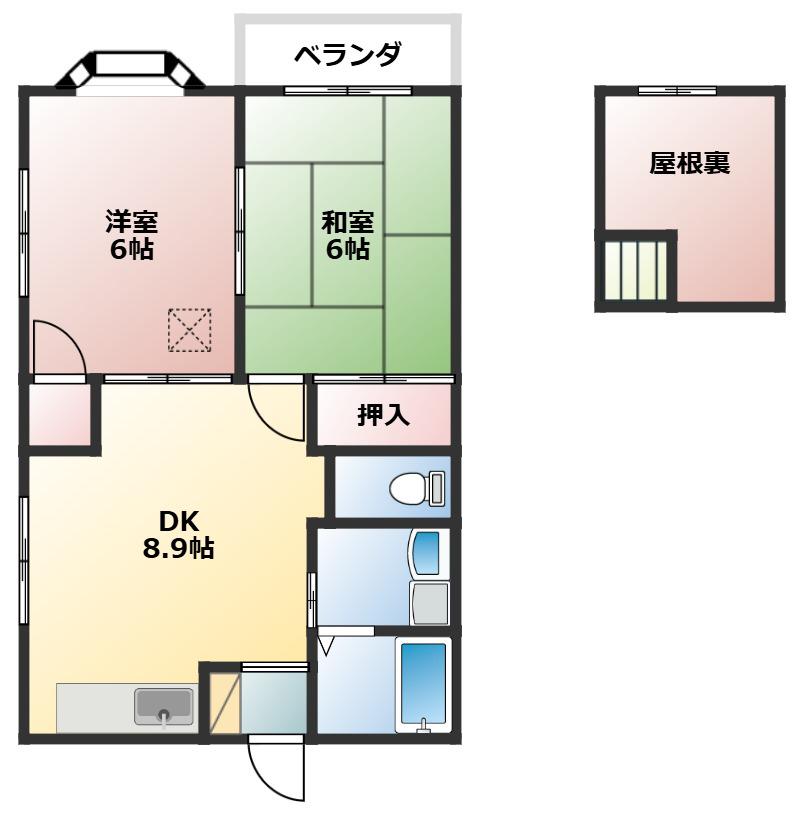 シティハイツ(2DK/2階)の間取り写真