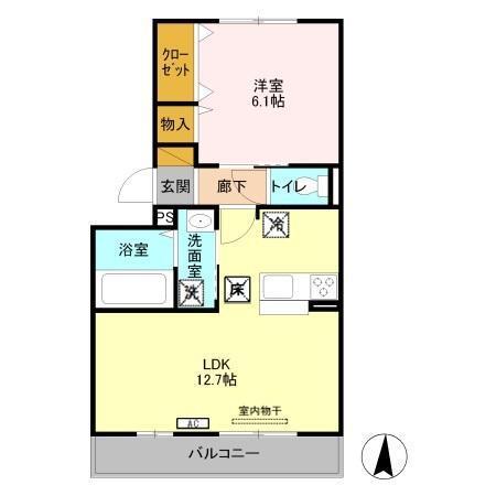 セジュール・オリヴィエC(1LDK/1階)の間取り写真