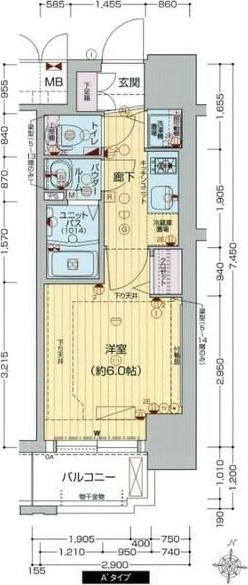 プレサンス新大阪コアシティ(1K/2階)の間取り写真