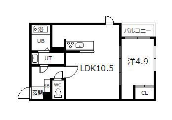 TRUSTHOUSE(1LDK/3階)の間取り写真