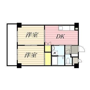西一ビル(2DK/6階)の間取り写真
