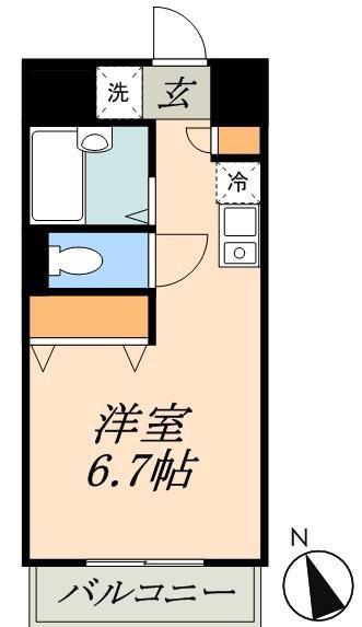 コート富士館(ワンルーム/1階)の間取り写真