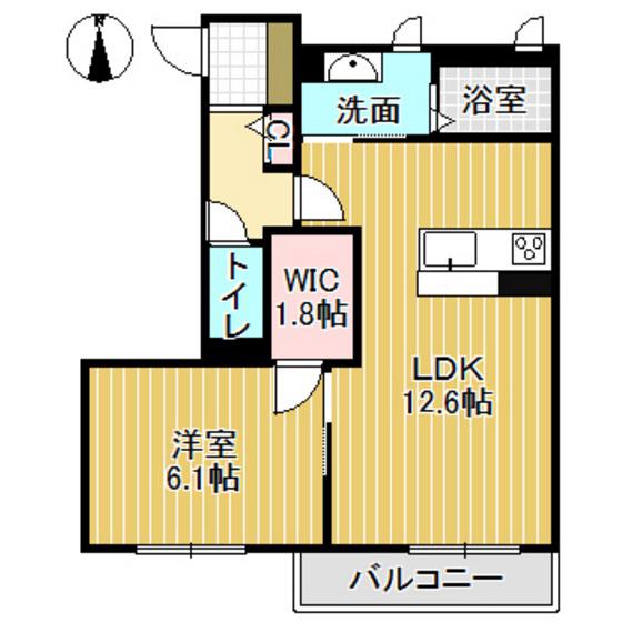 カーサレジオ C棟(1LDK/1階)の間取り写真