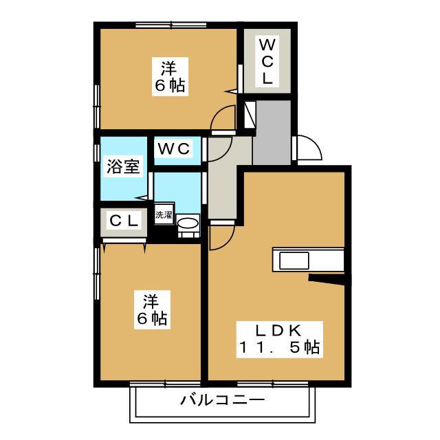 ラルーナ・ワイ(2LDK/2階)の間取り写真