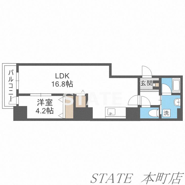アーベル更紗北堀江(1LDK/6階)の間取り写真