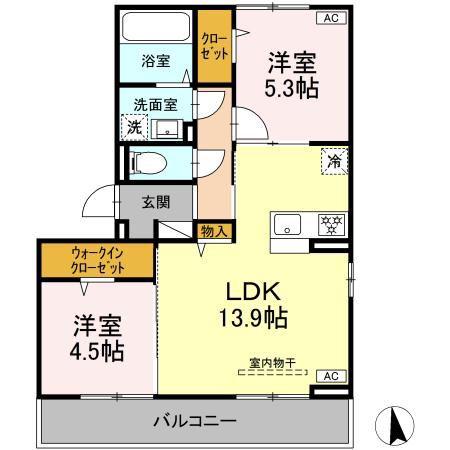 D-ROOM富士見II(2LDK/3階)の間取り写真