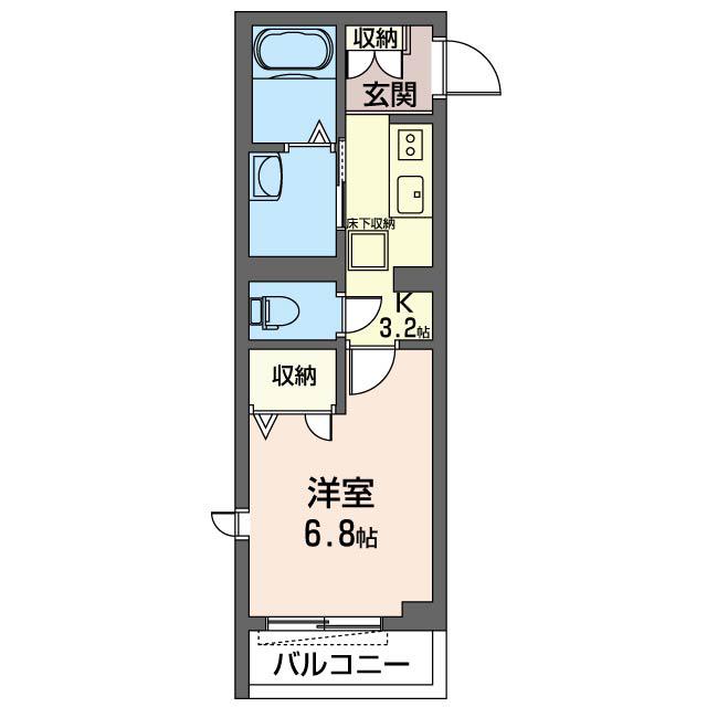 MIYABI(1K/1階)の間取り写真