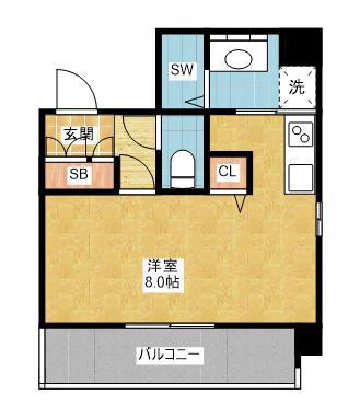 REGARO KANAYAMA ST A(1K/7階)の間取り写真