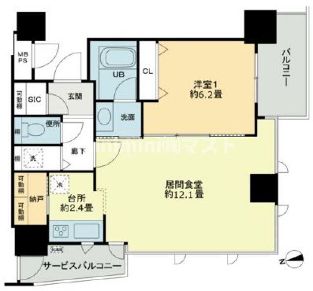 クロスレジデンス大阪新町(1LDK/6階)の間取り写真