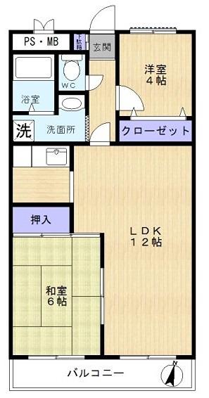 ハイム美笹(2LDK/3階)の間取り写真