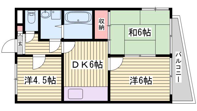 フローラルハイツダイキII(3DK/1階)の間取り写真