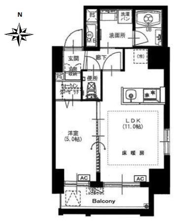 カーサ麻布 ル・グラン(1LDK/5階)の間取り写真