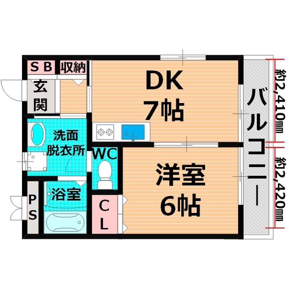 緑第3三友マンション(1LDK/2階)の間取り写真