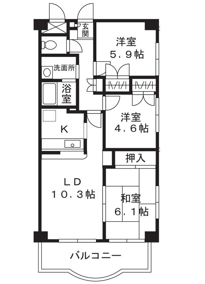 ルックス宮崎台(3LDK/2階)の間取り写真