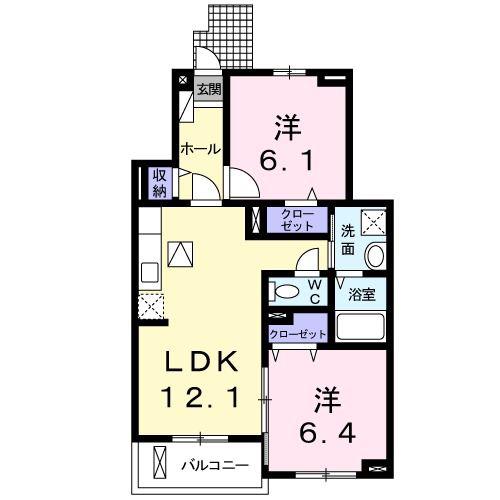 UNE ENTREE II(2LDK/1階)の間取り写真