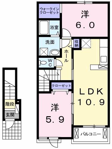 オルゴール III(2LDK/2階)の間取り写真