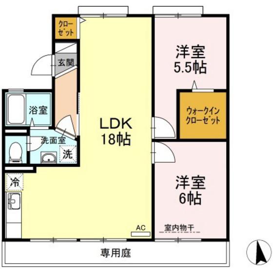 グランドール新福(2LDK/1階)の間取り写真