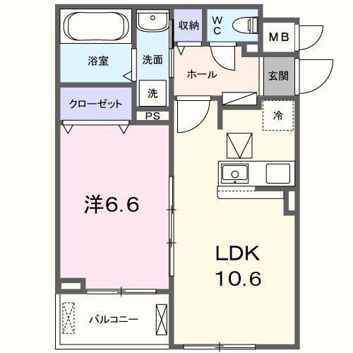 プラシードセレノカーサIV(1LDK/1階)の間取り写真
