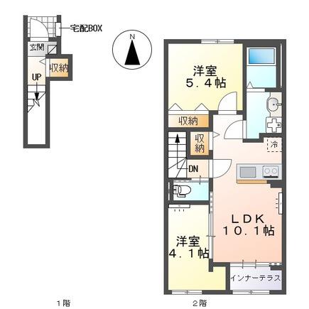 那加前洞新町K様アパート(2LDK/2階)の間取り写真