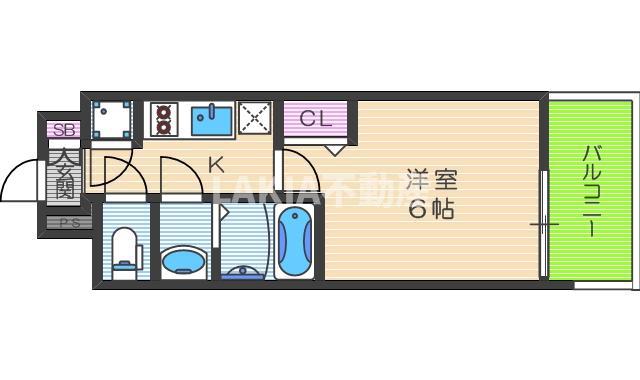 レジュールアッシュ都島ブリーゼ(1K/3階)の間取り写真