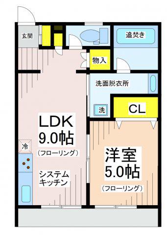 アップライン(1LDK/1階)の間取り写真