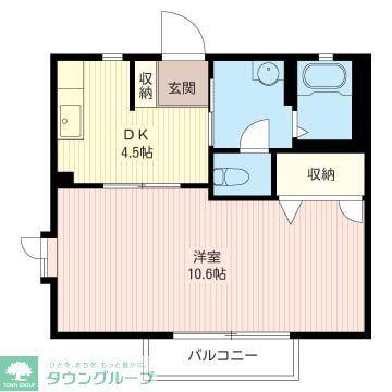 エスペランサ平塚(1DK/2階)の間取り写真