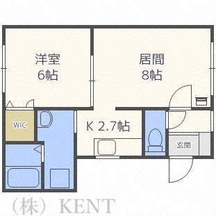 グランメール24軒1-6B(1LDK/4階)の間取り写真