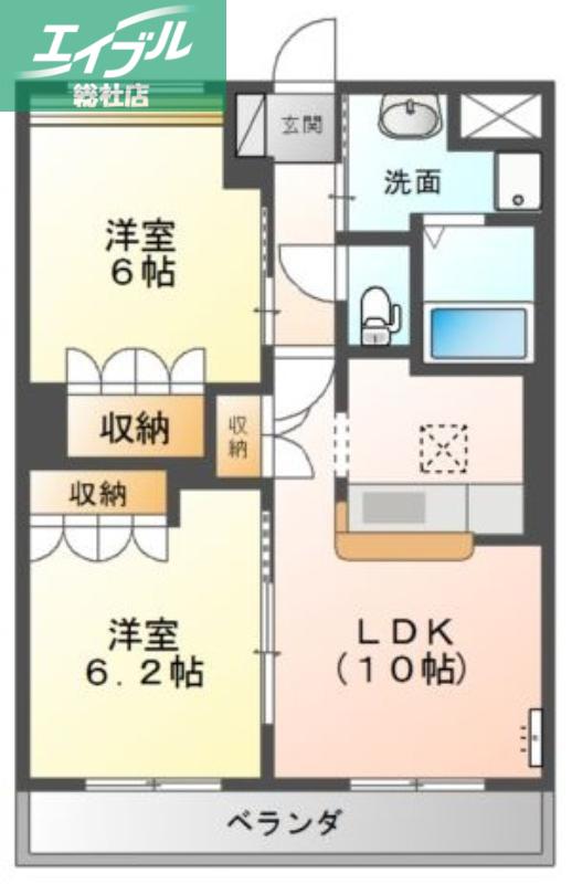 メイプルハイツ(2LDK/1階)の間取り写真