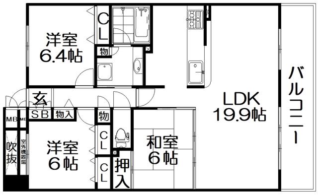 コスモシティガーデンズ香里園(3LDK/11階)の間取り写真