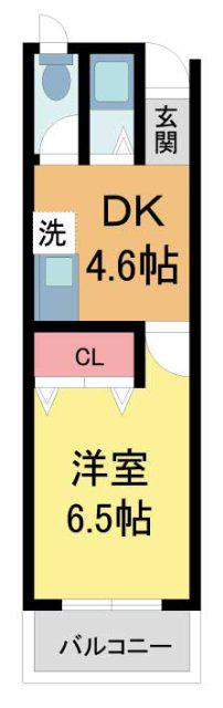 カーサ芙蓉(1K/2階)の間取り写真