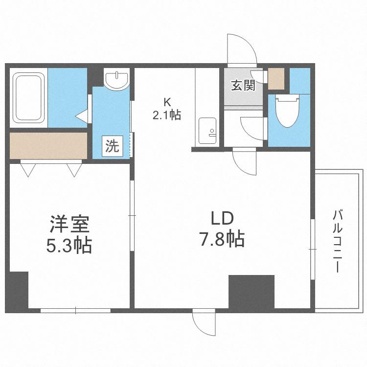 LEVANTE元町(1LDK/6階)の間取り写真